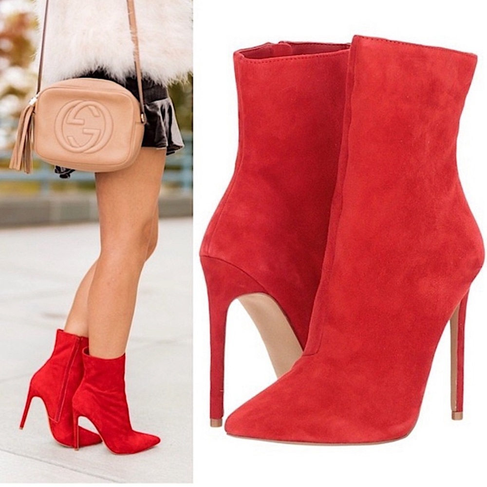 Steve Madden Wagner Red Suede Sock Booties. Sz 8